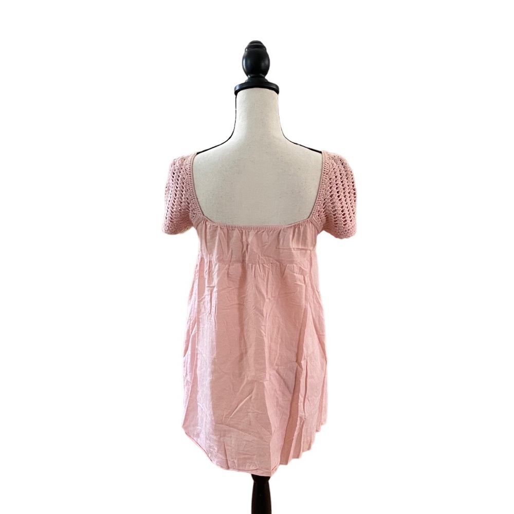 Crochet Top Short Sleeve Mini Dress - Picture 2 of 2